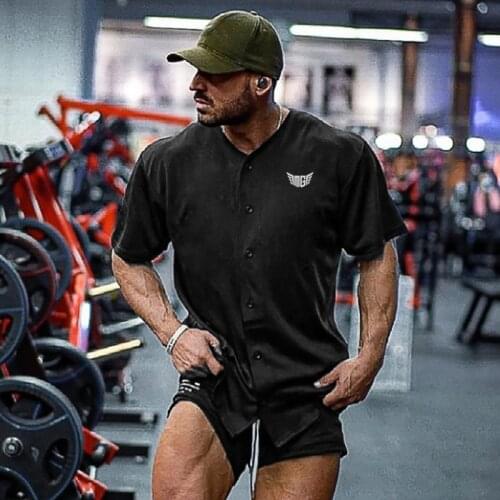 Muscleguys Gym Clothing Oversized Fitness Cardigan T shirt Men Loose Sports Tees Bodybuilding T-shirt Streetwear Hip Hop Tshirt