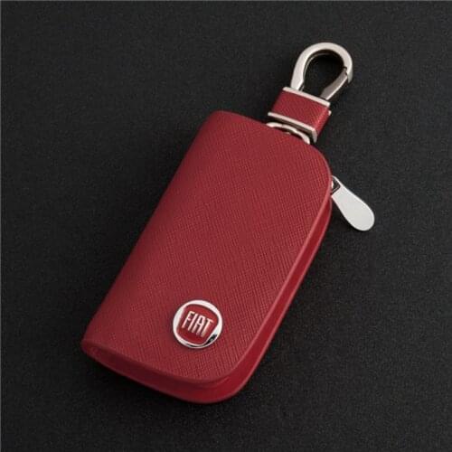 For Fiat 500 Panda Punto Bravo Leather Key Cover Shell Keychain Car Aeecssories With Logo Car Key Case