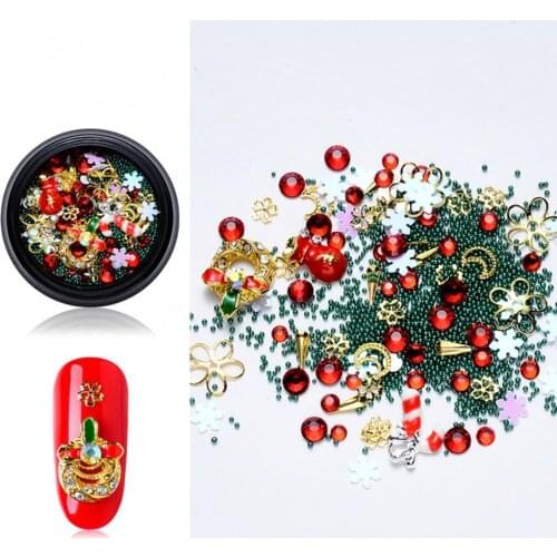Nail Rhinestone Set Mixed Christmas Pattern Rivet Pearl Nail Art Tips Sequins DIY Manicure Salon Decorations