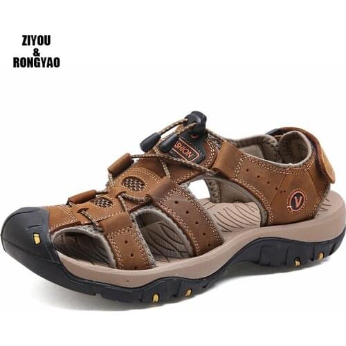 Hot Sale New Fashion Summer Leisure Beach Men Shoes High Quality Leather Sandals The Big Yards Mens Sandals