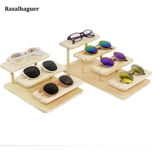 Fashion Assembleable 2-5 Layers Options Wooden Sunglasses Stand Glasses Display Jewelry Holder Bracelet Watches Show Product