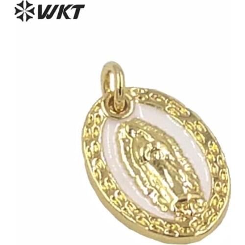 MP152 Unique white drop oil religious mary pendant pretty pendant luxury jewelry accessories gold color oval shape pendant