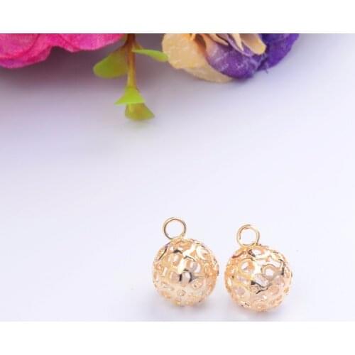 MRHUANG 10pcs/pack Metal 12mm Hollow ball Gold-colour Silver-colour Charms Pendant DIY Bracelets Necklace Jewelry Accessories