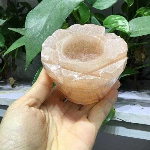 Natural Oranger Selenite candlestick candleholder Mineral Stone for Decoration