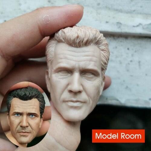 DIY 1/6 Unpainted Mel Gibson Head Sculpt Male PVC Head Carved Model For 12" Action Figure Body