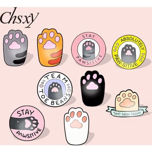 New Cats Club Acrylic Pin Cat Paw Badge Kitten Brooches Cute Animals Clasp Pin Bags Clothes Lapel Pin Jewelry Accessories Gifts