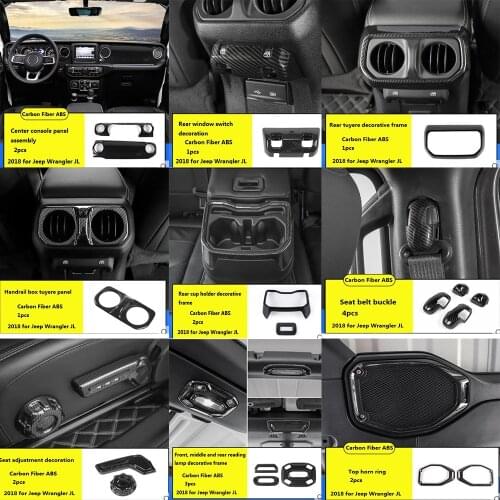 ABS carbon fiber interior trim modified center console steering wheel decoration accessories for Jeep 2018-2019 JL Wrangler
