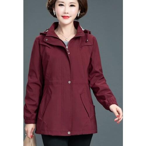 2020 Large Size 4XL 5XL Spring Autumn Women Trench Coat Long Sleeve Casual Windbreaker Female Coat Hooded Outerwear HK318