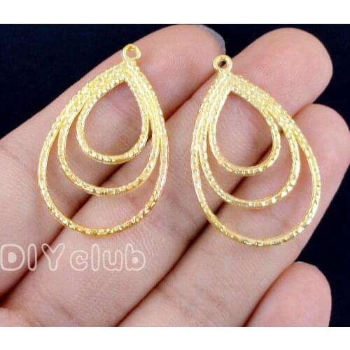 60pcs-Teardrop Charms,Gold Tone Filigree Chandelier Earring Teardrop charms Pendant 35x21mm