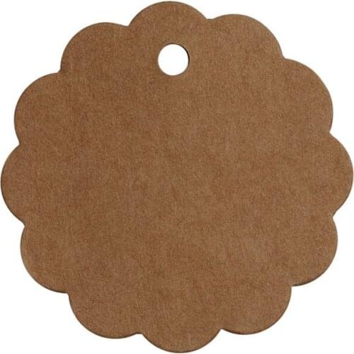 Blank Kraft Chipboard Tag Card, Lace Round kraft Paper Tag Label, Message Card, 50pcs 6cm,packing accessory -10037640