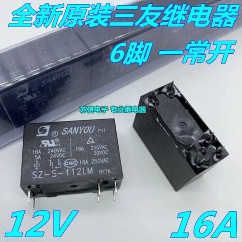 Relay SZ-S-112LM 12V 6 Pin a Set of Ordinary Open 16A250VAC OZ-SS-112LM