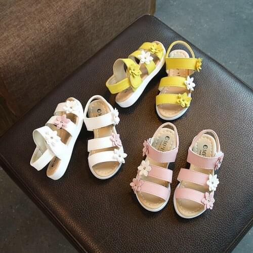 Childrens 2021 Summer Style Princess Beautiful Flower Shoes Kids Girls Soft Bottom Non-Slip Comfortable Womens Sandals