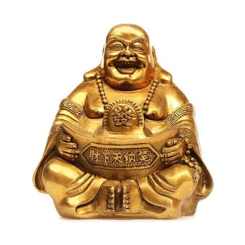 SCY 329+++Maitreya Zhaocai copper ornaments like big belly Laughing Buddha statues felicitous wish of making money Home Furnish