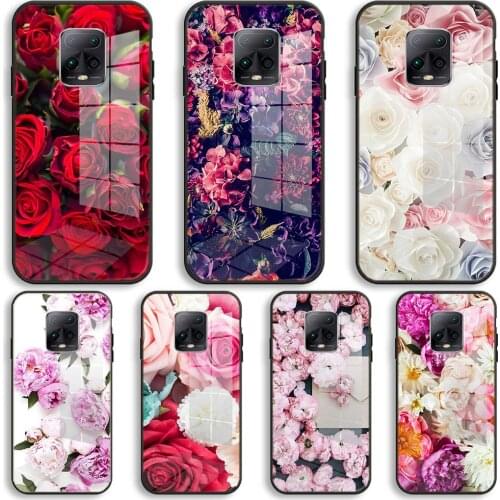 Rose rosse cellulare Silicone Glass Phone Case For Xiaomi Redmi 9A 8A 7A Note 9 8 7 Pro Y3 9S 8T Balck Cover