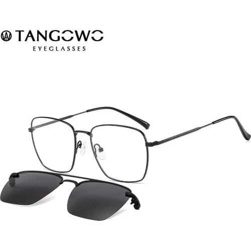 TANGOWO Vintage Polarized Sunglasses UV400 Men Stylish Clip On Glasses Frame Optical Women Myopia Prescription Eyeglass DP33082
