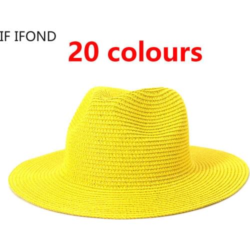 Wholesale Sun Hats Men Women Summer Panama Wide Brim Straw Hats Fashion Colorful Outdoor Jazz Beach Sun Protective Cap