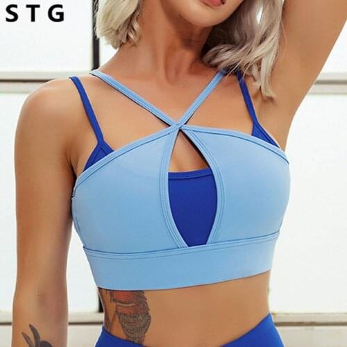 Patchwork Sports Underwear Women Sexy Yoga Bra Gym Workout Running Fitness Breathable Bra High Impact Sports Bra