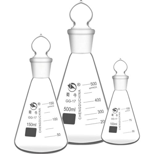 Glass Erlenmeyer Flask with Stopper Erlenmeyer Flask with Glass Stopper Borosilicate Glass Erlenmeyer Flask 50-1000ml