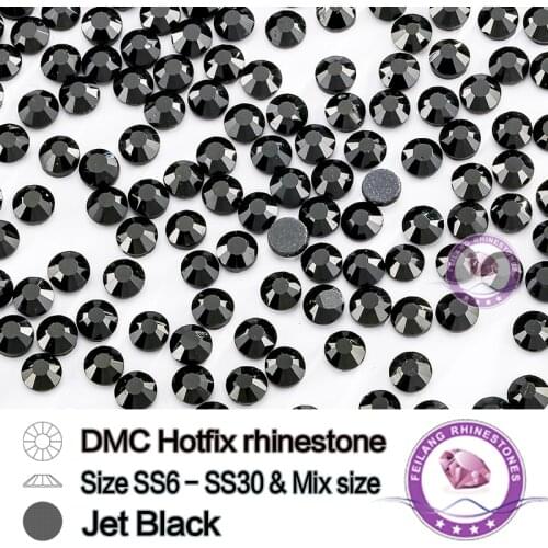 Mix Size All Size Black Color Crystal Hotfix Rhinestones For Clothes Flatback Stones Glass Garment Correction Iron On DIY Dress