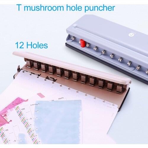 T Mushroom Hole Punch 12 Holes Puncher Disc Ring Bound System Notebook Accessories A4/A5/A6/A7/B5 H Planner Binding Supplies