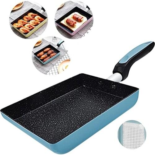Tamagoyaki Japanese Omelette Pan / Egg Pan - Non-stick Coating - Rectangle Frying Pan Mini Frying Pan Blue/Yellow/Pink
