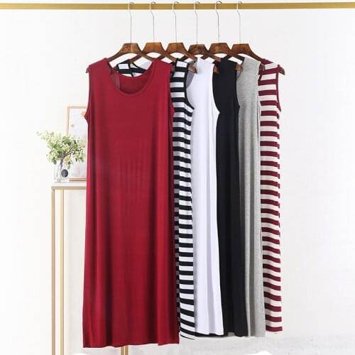 Vestidos Mujer Sleepwear Women Summer Sleeveless Vest Dress Modal Cotton Plus Size Nightshirt Ladies Nightwear Nightgown L-3XL
