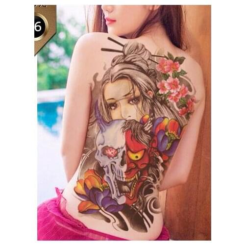 Waterproof Temporary Tattoo Sticker full whole back grim Reaper skull tatto stickers flash tatoo fake tattoos for men women 9