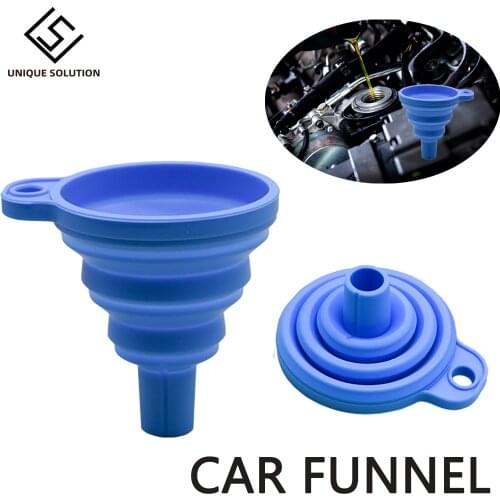 Car Auto Engine Funnel Gasoline Oil Fuel Petrol Diesel Liquid Washer Fluid Change Fill Transfer Universal Collapsible Silicone