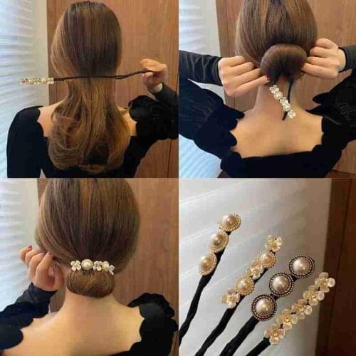 Fashion Lazy Flower Pearl Hairpin Bun Maker Twist Headband Lazy Hair Accessories Super Fairy Pearl Hair Tie Flower Hair Accessor