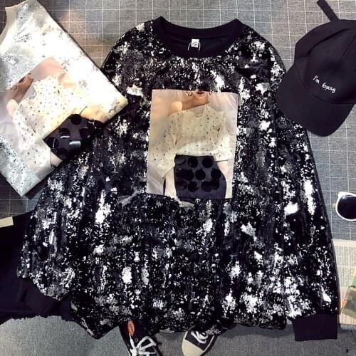 Next clothes miss Sweatshirts Women New Autumn Spring O-Neck Thin Velour Sweatshirt Long Sleeve Hot stamping Print Pullovers 878