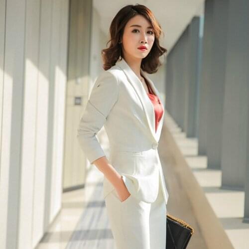 Ladies suit autumn and winter new solid color long-sleeved suit pants pants set two-piece temperament casual overalls