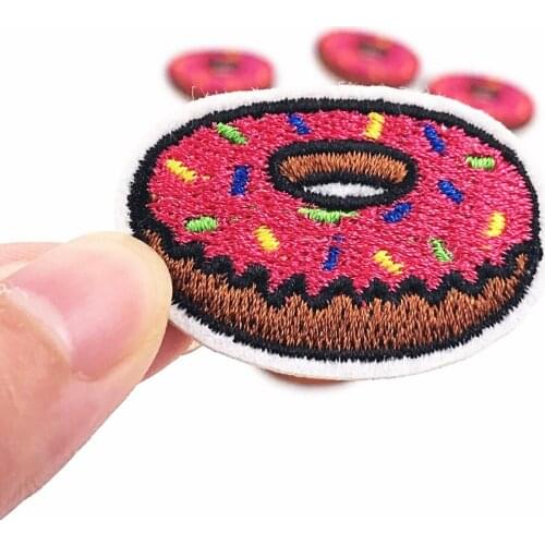 10PCS Donuts Parches Embroidery Iron on Patches for Clothing DIY Stripes Clothes Stickers Sewing on Appliques Badge