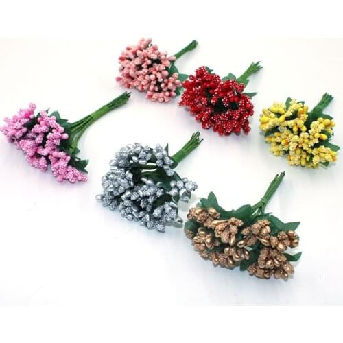 12 pieces / handmade artificial flower stamens wedding party decoration DIY wreath gift box scrapbook cheap fake flowers