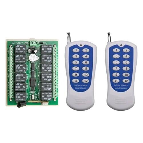 DC12V 12CH RF home automation remote control switch transmitter and recevier wireless switch Radio smart home control shutters