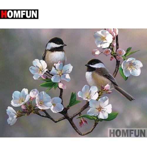 HOMFUN Full Square/Round Drill 5D DIY Diamond Painting "Birds and flowers" Embroidery Cross Stitch 5D Home Decor A00445