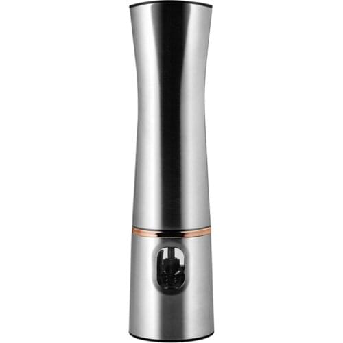 Automatic Electric Pepper Grinder, Refillable Stainless Steel with LED Light Salt Mill Peppercorn Grinder One Hand Operated