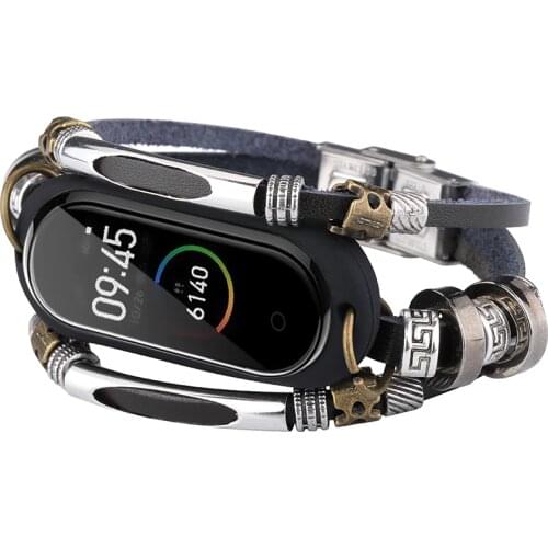 Ethnic Style Beaded Bracelet Strap for Xiaomi Mi Band 5/5 NFC Watch Bands Vintage Men Women Wrist Strap Smart Watch Accessories