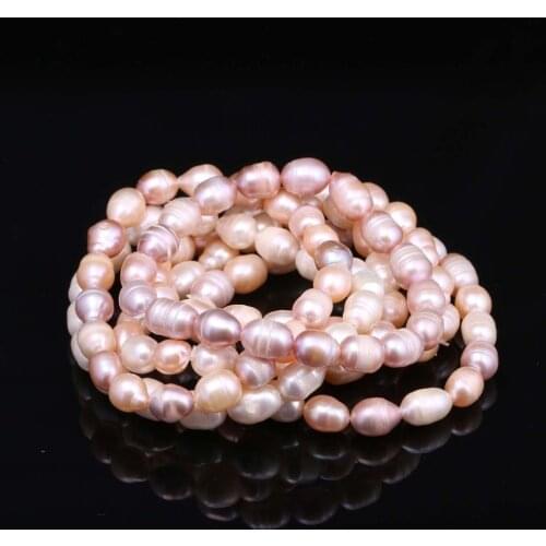 100% Natural Pearl Bracelet Charms Elastic Rope Real Pearl Bracelets for Girl Friend Pearl Size 7-8 mm