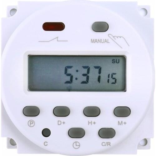 AC 220V Digital Round LCD Power Programmable Timer Time Relay 16A Switch Support 17-times Daily Weekly Program CN101 Switch