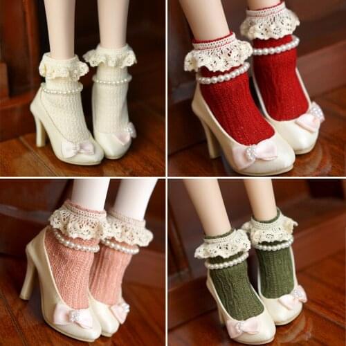 D03-P457 children toy BJD DD SD MSD 1/6 1/4 1/3 dolls Accessoriess colorful Lace socks 1pair