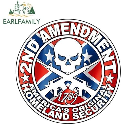 EARLFAMILY 13cm x 13cm Personality 2ND AMENDMENT GUN Sticker Rebel Car Window Laptop 4x4 Truck Windows Hunting Car Stickers