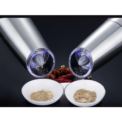 Electric Automatic Mill Pepper and Salt Grinder LED Light Peper Spice Grain Mills Porcelain Grinding Core Mill Kitchen Tools