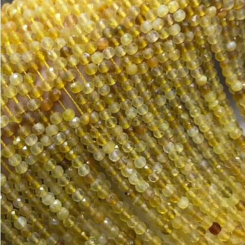 Natural yellow opal 2*3mm faceted rondelle seed beads wheel charm For Jewelry Making DIY Bracelet necklace