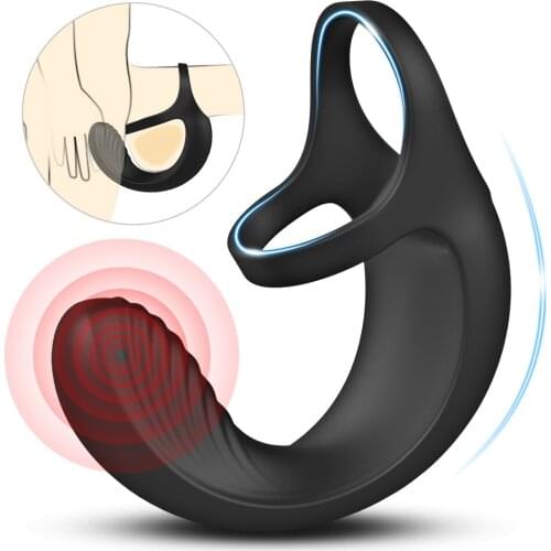 10 Modes Vibrating Penis Massager Ring Dildo Sex Toys for Men Scrotum Massager Male Chastity Cage Testicle Bondage Vibrators