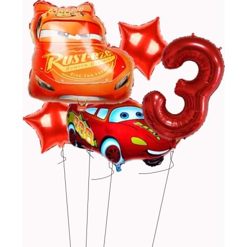 1set Racing Car McQueen Foil Balloons Birthday Party Decoration 40inch Digital Balls Childrens Boy Toys Baby Shower Air Globos