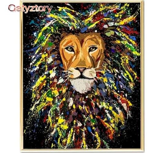 GATYZTORY Frame Lion Animal DIY Painting By Numbers Modern Wall Art Picture By Number Acrylic Paint On Canvas Home Diy Gift Artw