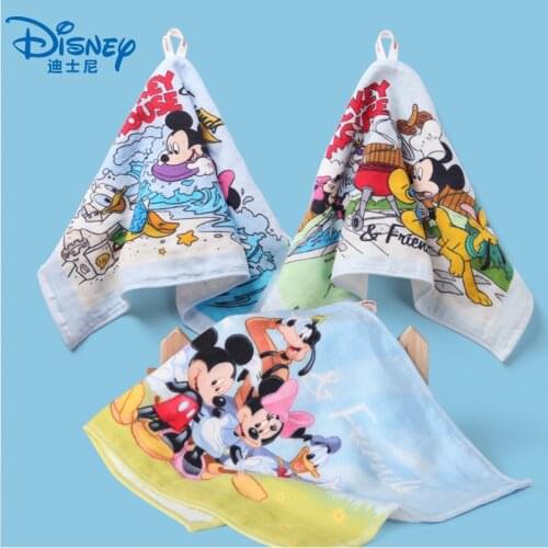 Disney Mickey and partner cotton gauze childrens towel cartoon children soft and quick-drying towel 25x50cm