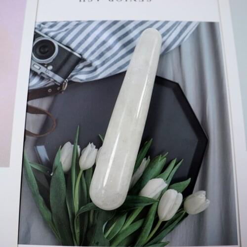 Rock Quartz Massage Stick Natural Stone Crystal Wand Face Head Eye Massager Body Neck Health Skin Care Gua Sha Acupuncture Pen