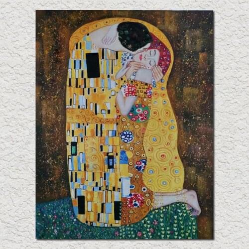 Gold painting The Kiss Fullview Gustav Klimt replicas art bedroom decor Handmade High quality