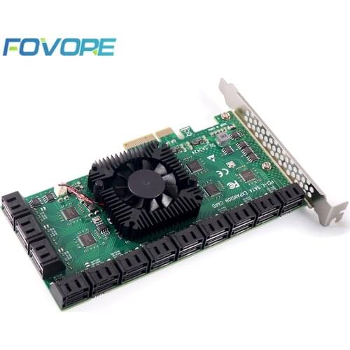 24 Ports SATA3 SSD 6Gb to PCI Express x4 Converter PCIe PCI-e to SATA3 Controller Expansion Adapter Card Add On Cards
